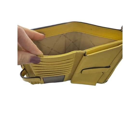 Michael Kors Yellow Saffiano Leather Double-Zip Wallet With Card Slots & ID Wind - Picture 4 of 10